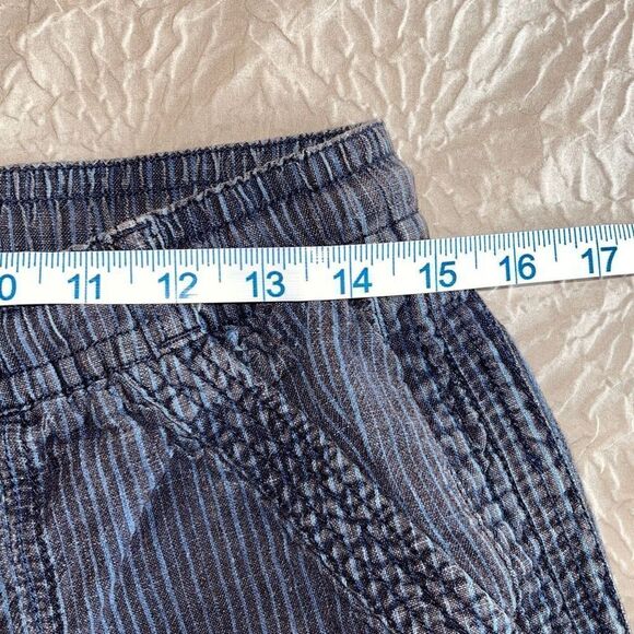 Anthropologie Womens Roll Hem Pants‎ Capri Linen Textured Pocket Blue Size Small - Picture 8 of 10